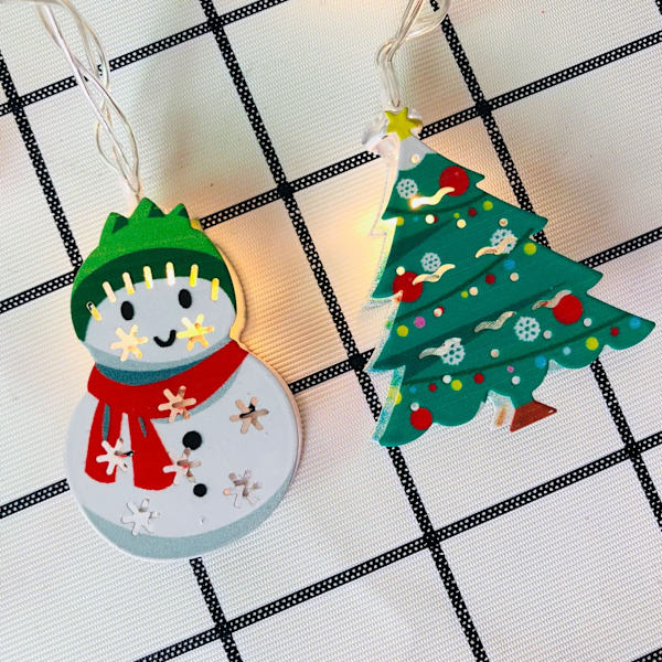 LED Jultomte Snögubbe Ljusslinga Krycka Julgran Stri