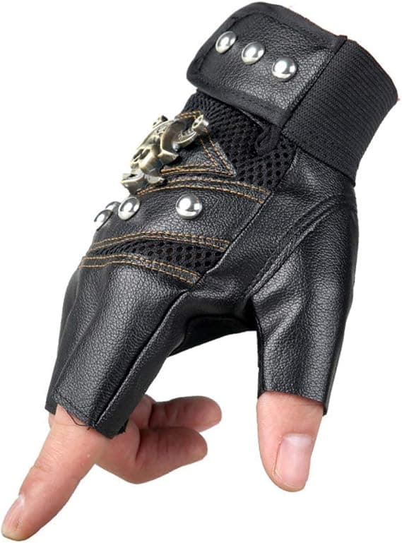 Sorte nittehandsker steampunk gotiske handsker punk tøj nitte mo