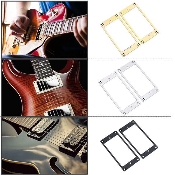 6 stk, krom flatt metall humbucker montering ring sett - Br