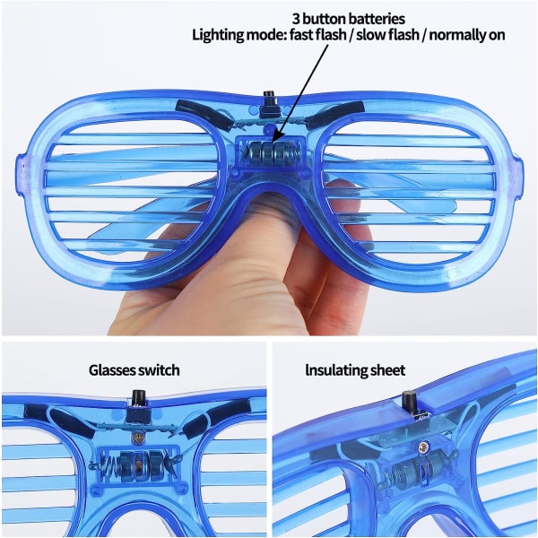 4 stycken LED-upplysta glasögon, blinkande LED Cyberpunk-glasögon för