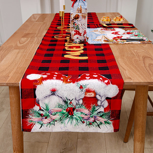 3 stk julestjerne og svart rutete juletre kjole jul