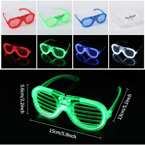 4 stycken LED-upplysta glasögon, blinkande LED Cyberpunk-glasögon för