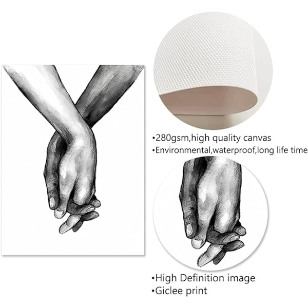 3 delar hand i hand väggkonst canvas tryck affisch nordisk fashio