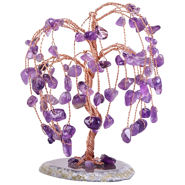 Crystal Willow Tree Desktop Dekorativ Hantverk Ornament-Lila