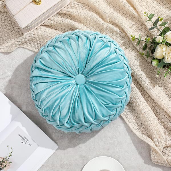 Rund sammetskudde, soffa säng sovrum dekorativ prydnadskudde för soffa heminredning (38cm)
