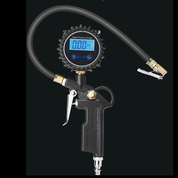 Däcktrycksmätare med pump, 250 PSI luftchuck och tung D
