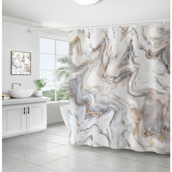 Abstrakt mönster duschdraperityg för badrum med krokar (
