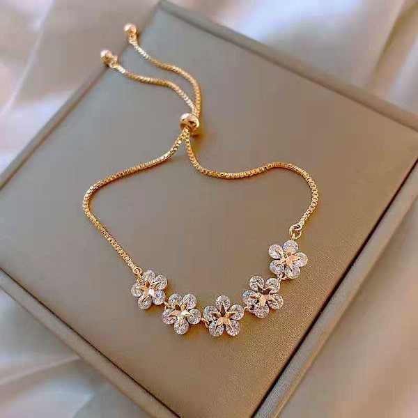 Dammodearmband Mikro Set Hantverk Full Diamant Kronblad Brac