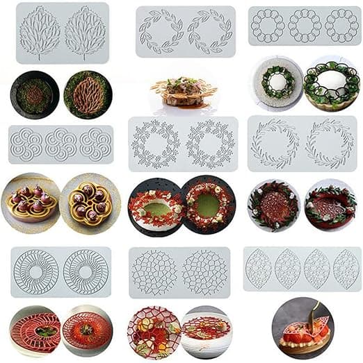 2 hål julkransar, kakspetsform, spets fondantformar, si