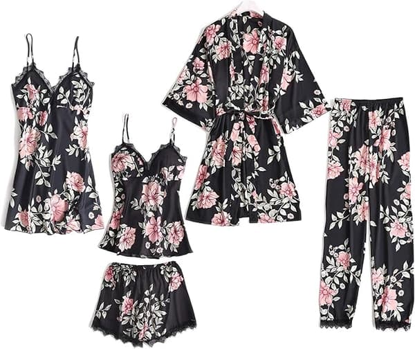 Dam silke pyjamas set flickor pyjamas dam pyjamas satin pyjamas