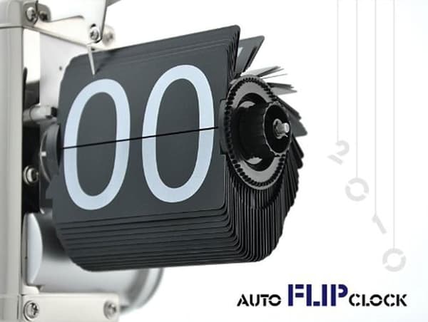 Flip-up digitalt retro-ur - Internt gear-styring - Sort