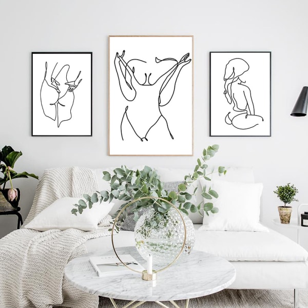 Kvinna Single Body Linjeteckning Väggkonst - Minimalistisk Line Art Ca