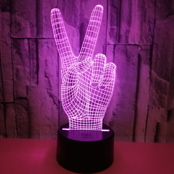 V Segergest 3D Ljus 7 Färger Touch Ljus Stereoskopisk 3D V
