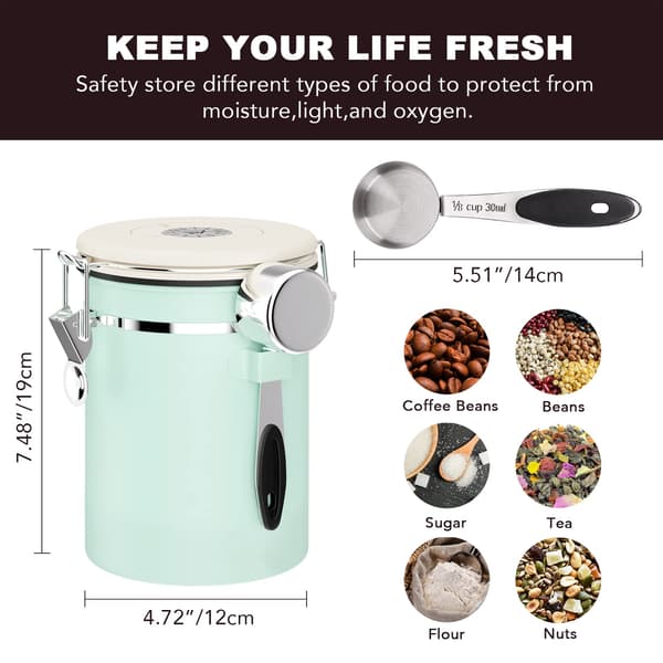 Rustfrit Stål Kaffebeholder med Dato til Opbevaring af Mad 1,8L