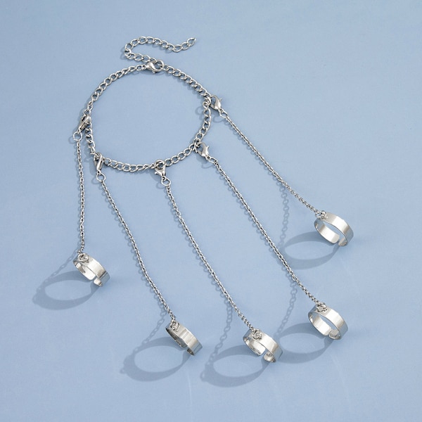 Punk Geometrisk Silverfärgad Kedjearmband för Män Ring Ch
