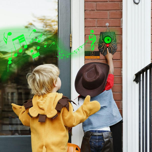 Halloween-dørklokke utendørs Halloween-dekorasjoner, lys opp Anima