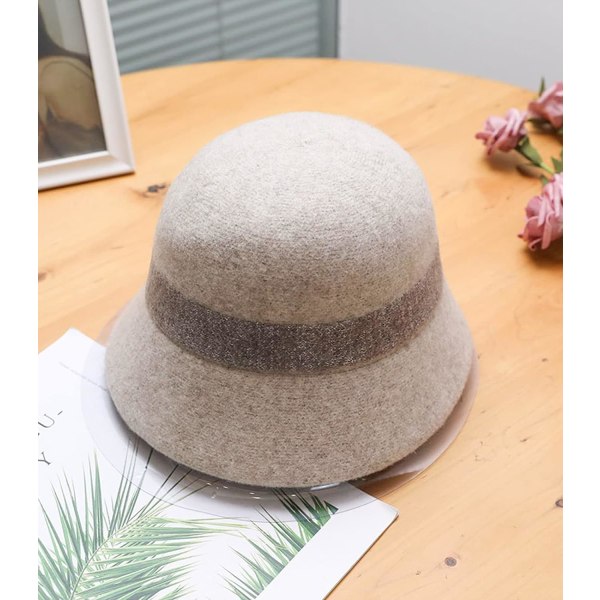 Dame Cloche Hat Bowler Hat 100% Uld Elegant Bucket Derby Hat