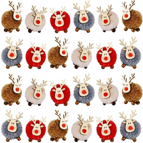 24-pack ullfilt hornhornshorn för julgransdekoration