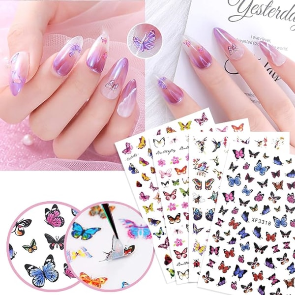 Perhos Nail Art -tarrat 3D-tarrat Kynsien tarrat Tarrat N