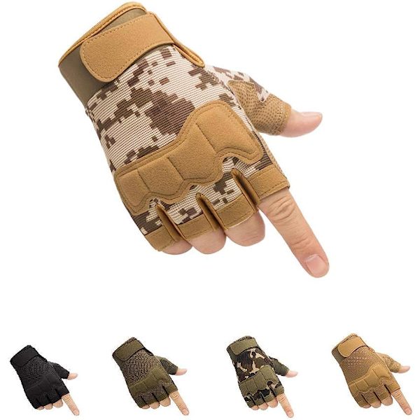 (L) Taktiset sormettomat hanskat, ruskeat, kevyet, hengittävät