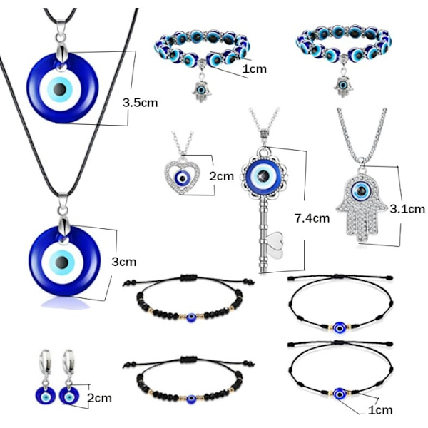 12 kpl Turkkilainen sininen silmä avain 3*3CM Erilainen paha silmä riipus kaulakoru