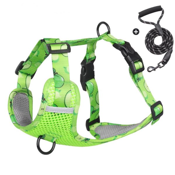 Adjustable breathable mesh pet carrier with leash - Green