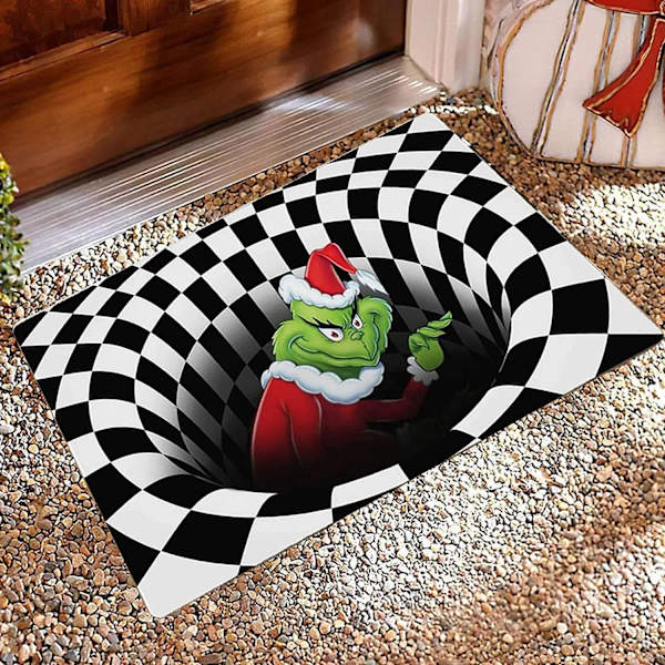 Illusion Dørmåtte, Skridsikker Dørmåtte Juledekoration, 3D Visu