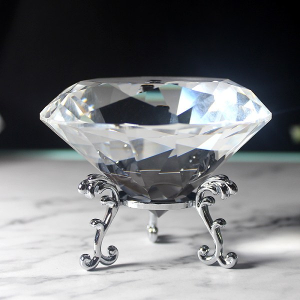 80 mm klart kristallglas med stativ, diamanter av konstgjorda glas f
