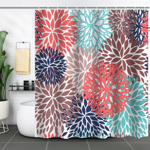 3D digitaltryckt duschdraperi med 12 krokar, 7 färger 150*180cm