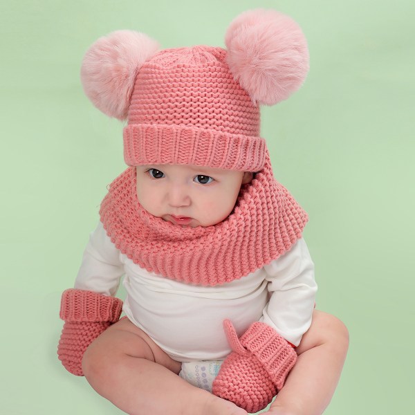 Baby Hat Scarf Gloves Set Toddler Winter Knitted Hat Neck Warmer