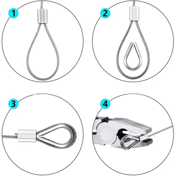 30M Wire Rope Hanging Hooks Clothesline Stainless Steel Cable Te