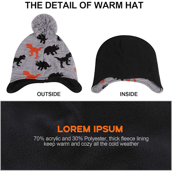 2 i 1 Barnmössa Rund Halsduk Set, Vinter Varma Tjocka Fleece Lin