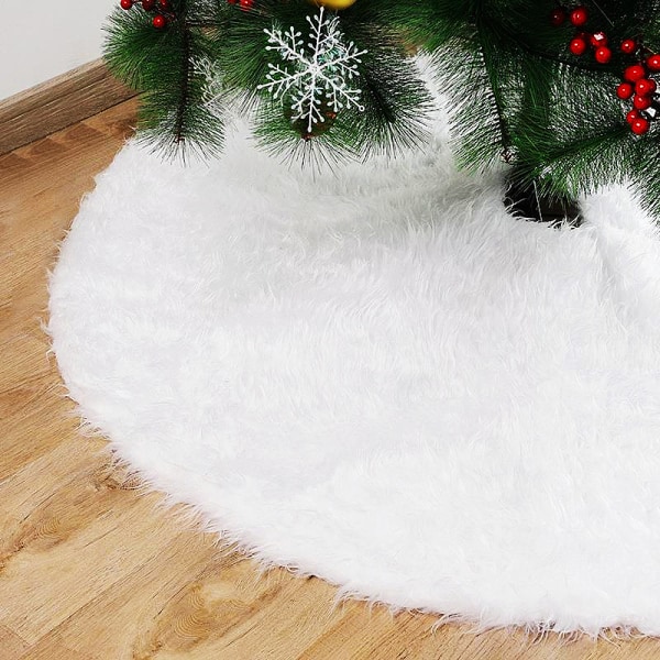 Plush Christmas Tree Skirt 36 Inch Snow White Faux Fur Christmas