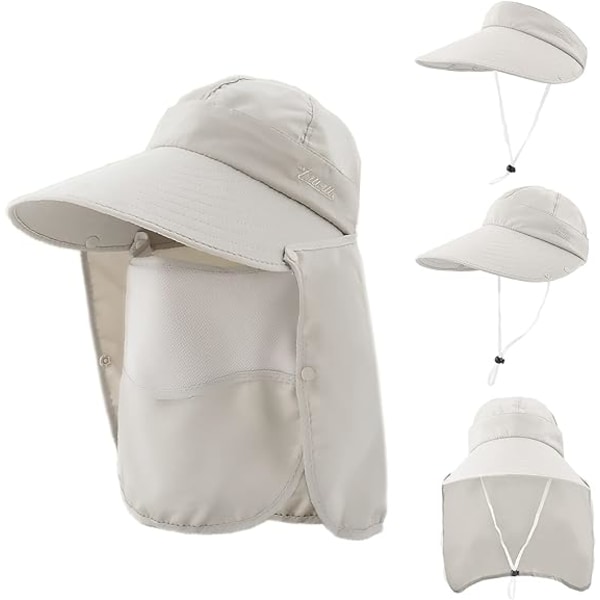 Solhatt med bred brätte Mjuk cap för kvinnor Avtagbar cap, Multif