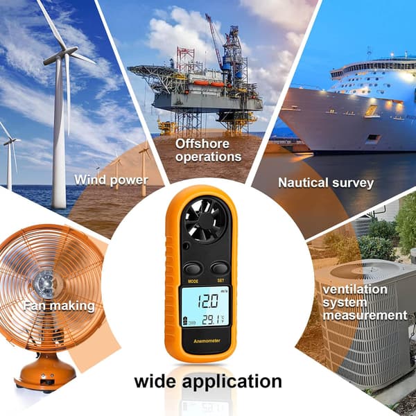 Håndholdt anemometer, lett digital vindhastighetsmåler, Win