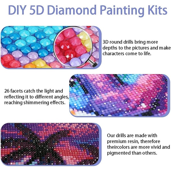 5D Diamantmaleri Kit til Voksne, Træstjerne DIY Diamant Point C