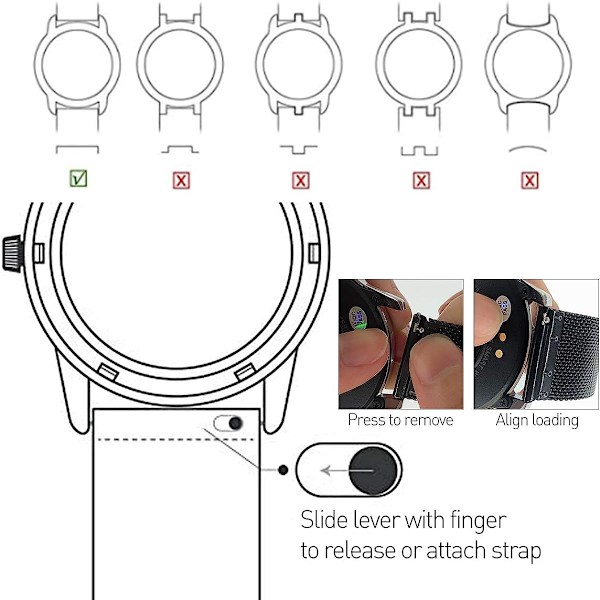 20mm metallklockarmband, snabbfjäderutbytesarmband