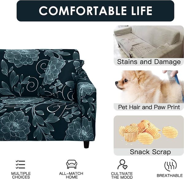 Stretch Soffaöverdrag Tryckt Soffaöverdrag Fåtöljöverdrag för Soffor Elastiskt Universal Möbelskydd med Kuddfodral - Stil 20 Large