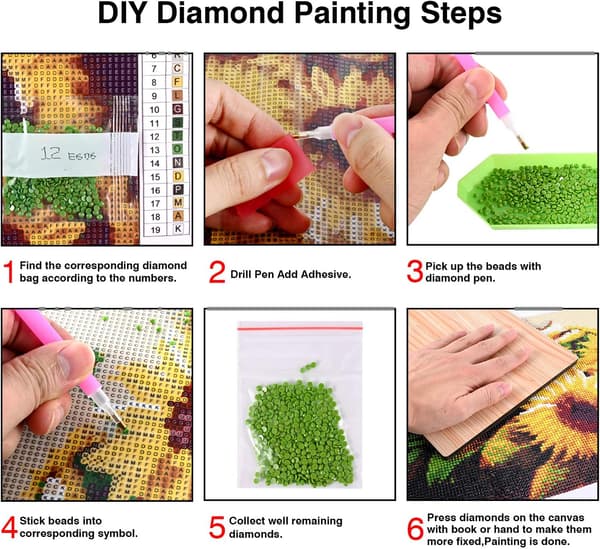 5D DIY Vuxna Barn Diamantmålning Set Blomma Måne Full Diamant