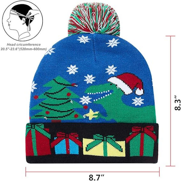 Unisex Fula Ljusa Jul Stickade Mössor Färgglada Led Fam