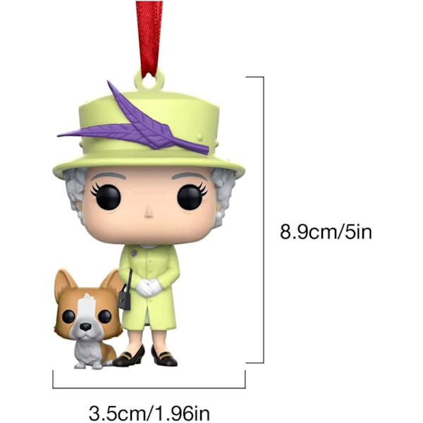 4 stk. Elizabeth II Dronning og Corgi Akryl Keepsake Ornament, Ch