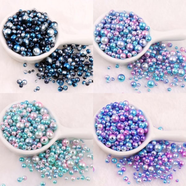 400 stycken runda glaspärlor pärlemorskimrande pärlor- 6 mm