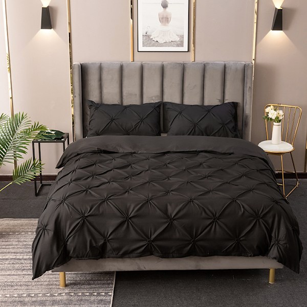 Enkel ullutdragbar överdragsuppsättning med 3 delar - Svart Black 220*240CM