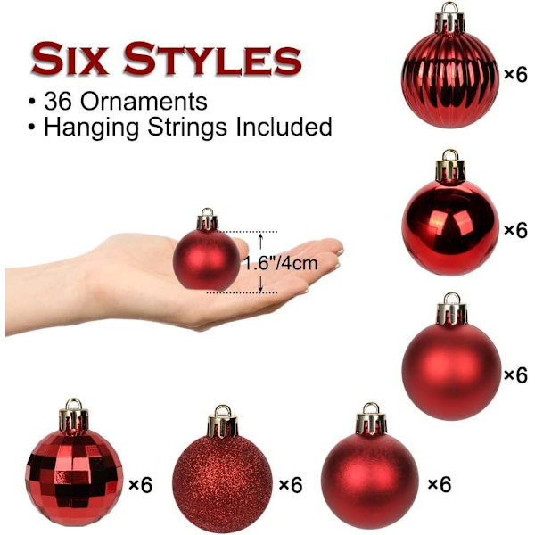 36 x julgranskulor okrossbara ornament hängande dekoration