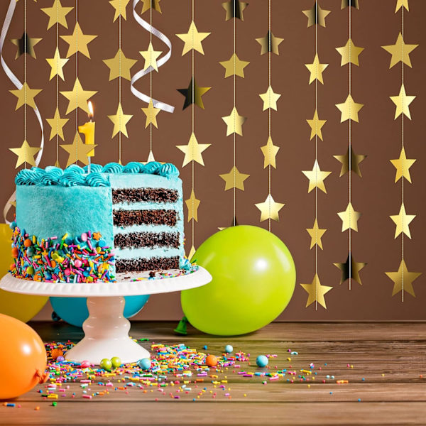 10 stk. 130 fod guld stjerne guirlande hængende glitter papir banner st