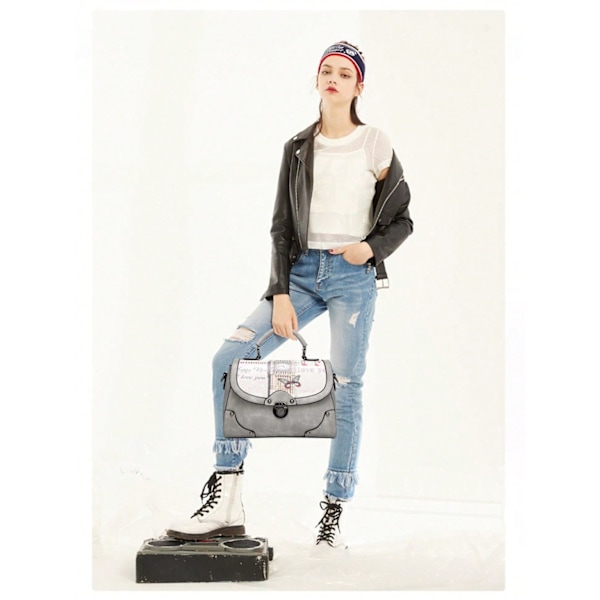 Eleganta Damhandväskor, Axelväskor, Handväskor, Tygväskor, Axelväskor, Crossbody-väska, Axelväska, Multifunktionell, Hållbar, PU-grå grey