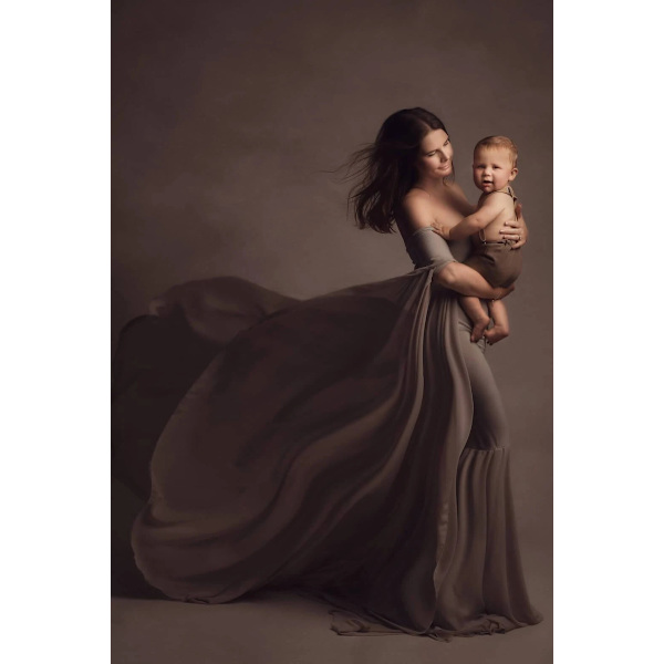 Maternity Chiffon Havfrue Kjole Off Shoulder Drop Ærmer Tilpasset