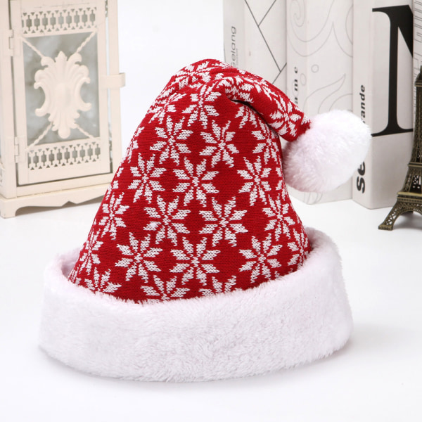 4 stycken julhattar, fleece, snöflingor, vinterhattsdekoration