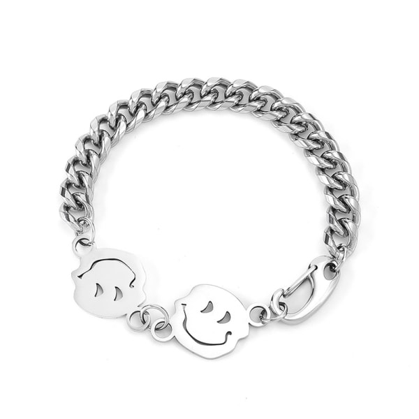 Herr armband med räkor och smiley-knapp ansluten till en liten sladd Eu