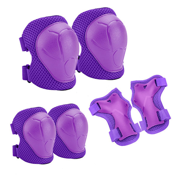 Barnens skyddsutrustning set knäskydd för barn 3-14 år (6PCS) Purple